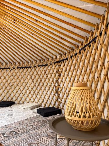 Yoga class in our yurt